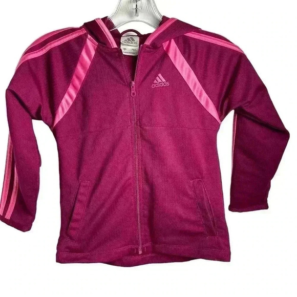 Adidas Girls Pink Purple Track Suit Size 5 Zip Hoodie & Jogger Pants Set - Picture 3 of 16